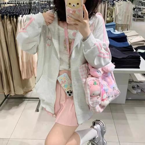 ZITEZHGO Kawaii Cat Kitty Zip Up Hoodie Coat Jacket Girl Teen Women Long Sleeve Japanese Top Clothes4
