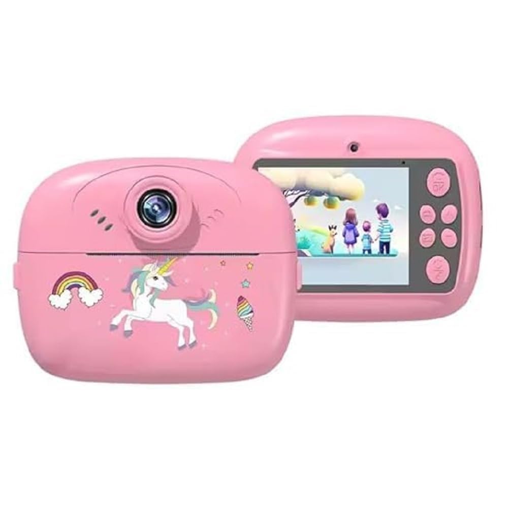 Camera for Kids with Print, Instant Print Camera for Kids, Dual Selfie Digital Camera with 1080P 32 GB HD Videos Recoding, 48 MP Instant Photo Printer for Boys and Girls (Pink)
