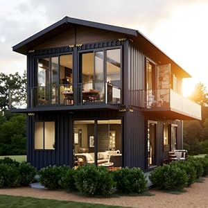 2-Storey Prefab Tiny Home- Expandable Modular Container House| Luxury Portable steelVilla with Bedroom, Kitchen & Bathroom | Foldable Mobile Prefabricated House for Living.Office, or Guest Cabin