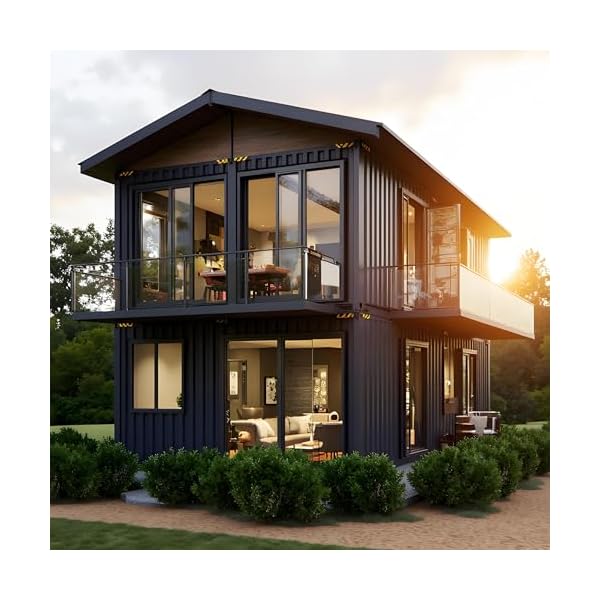 2-Storey Prefab Tiny Home- Expandable Modular Container House| Luxury Portable steelVilla with Bedroom, Kitchen & Bathroom | Foldable Mobile Prefabricated House for Living.Office, or Guest Cabin