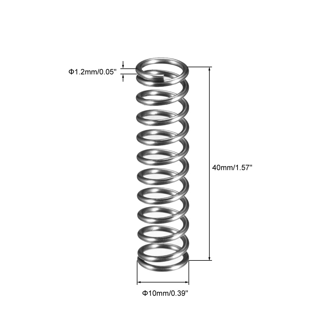 Sourcing Map Fil Diamètre 0.05,Diamètre Externe 0.79, Libre Longueur 1 Ressort Acier Bobine Étendue Comprimé Ressort 10pcs