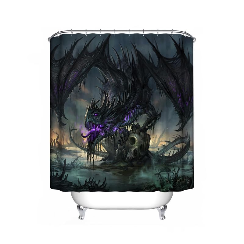Rideau de douche dragon violet occultant et étanche pour douche