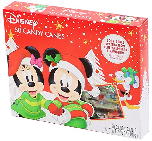 2020 Christmas Candy Canes Mini Disney Mickey Mouse Fruit Flavored, Pack of 50, 7.05 oz