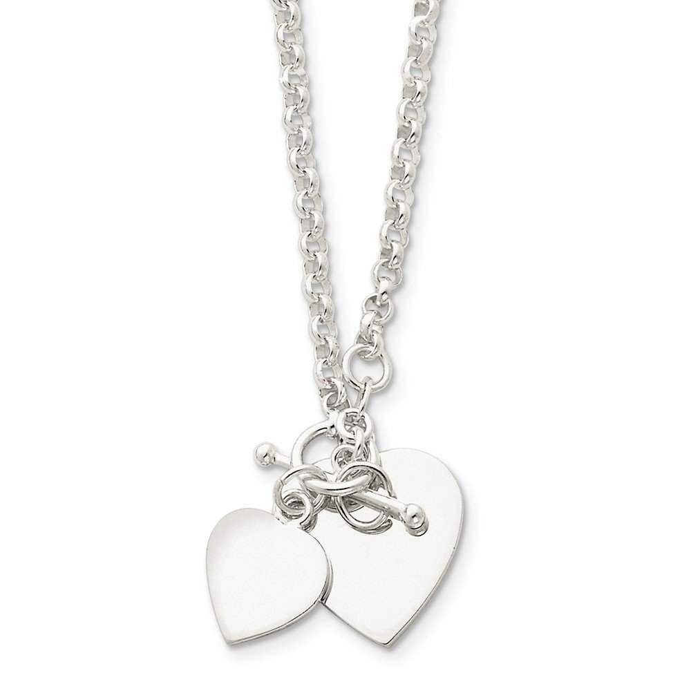 CoutureJewelersSterling Silver Double Heart Toggle Necklace