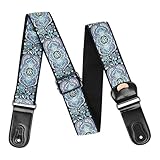 ピックポケット付きナショナルスタイルギターストラップコットンレザーエンドギターショルダーストラップ用エレクトリックアコーシックギター