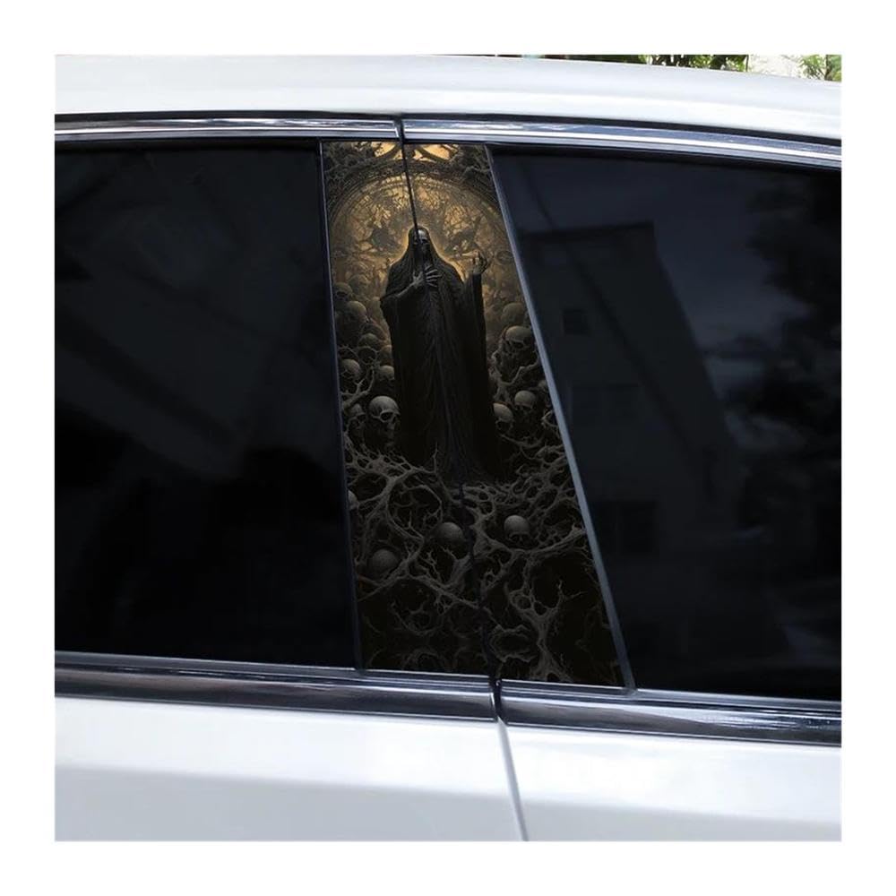 Decorative Items 2pcs Horror Series Decals Car B Pillar Waterproof Stickers(D)