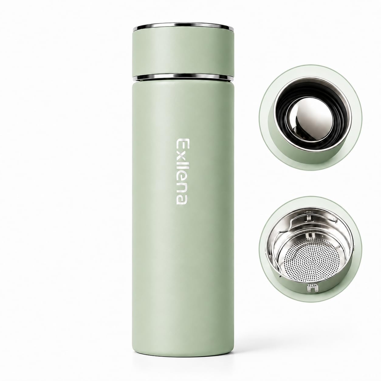 【Upgraded】 Exllena Small 500ml Water Bottle for Handbag – Small Flask for Hot & Cold Drinks, Perfect Small Insulated Water Bottle for Travel, Milk, Coffee...(Mint-Green)