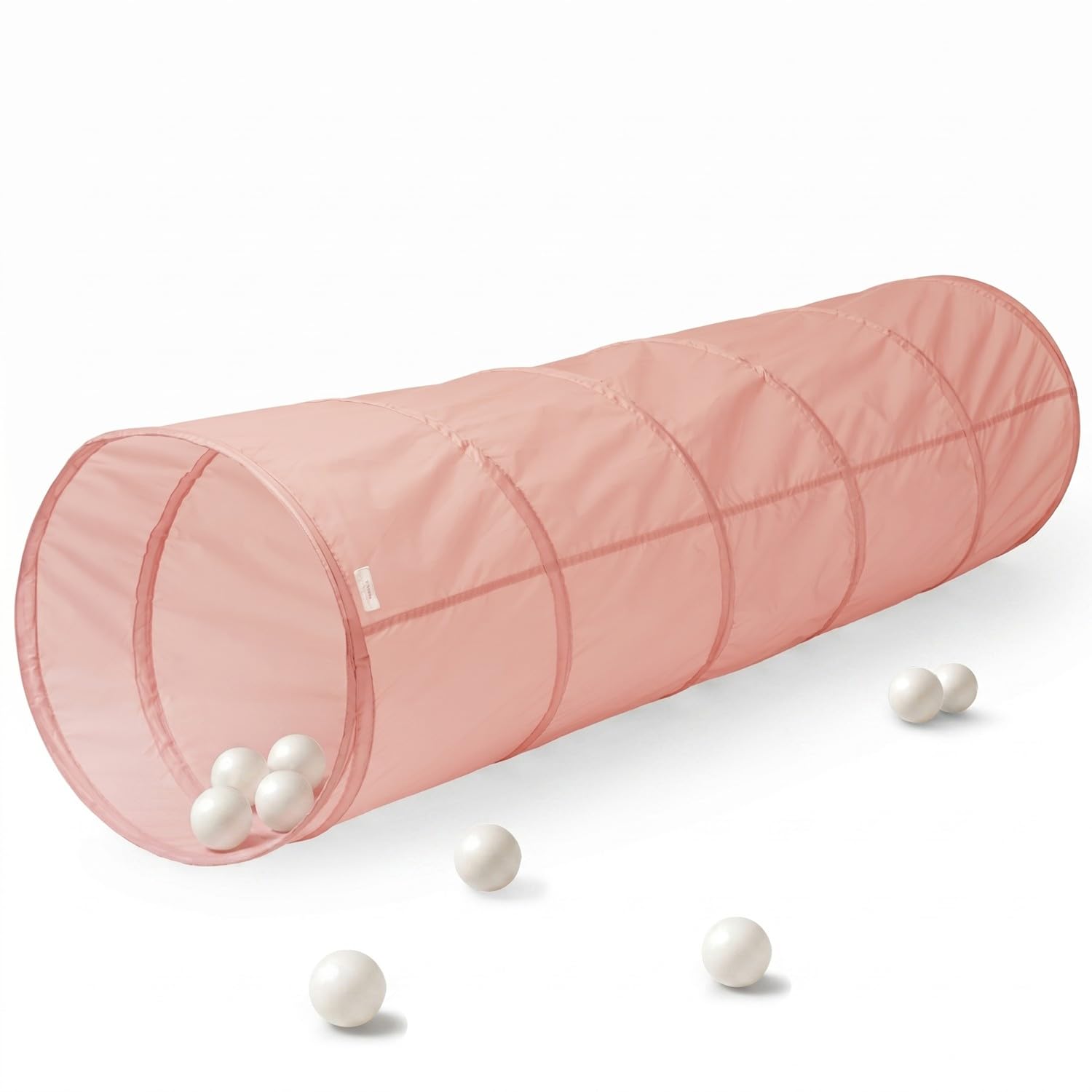 3 Sprouts Kids Play Tunnel, Recycled Fabric Pop-Up, Pink