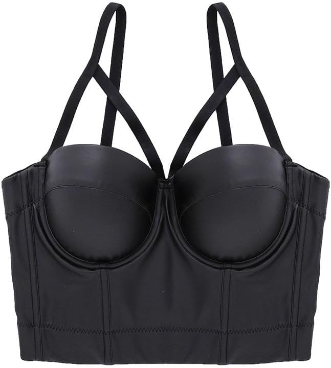 PU Leather Camisole for Women Shaping Bra for Party Performance Dress Tube top for Women(38c)