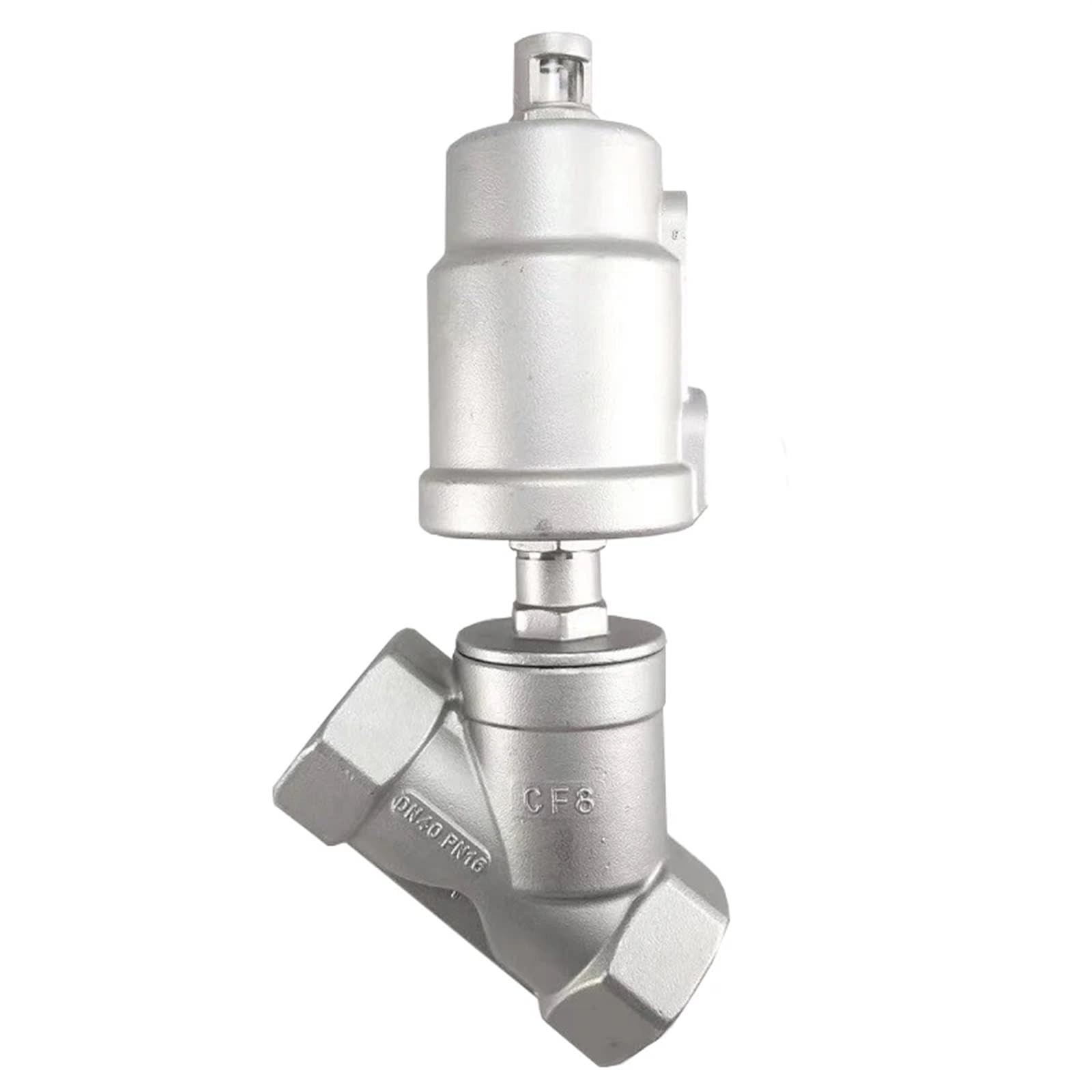 ITFOWIYD DN40 Stainless Steel Pneumatic Actuator Angle Seat Valve Pneumatic Seat Valve 16bar for Steam Gas Oil Normally Closed(Normally Closed,Double Acting)