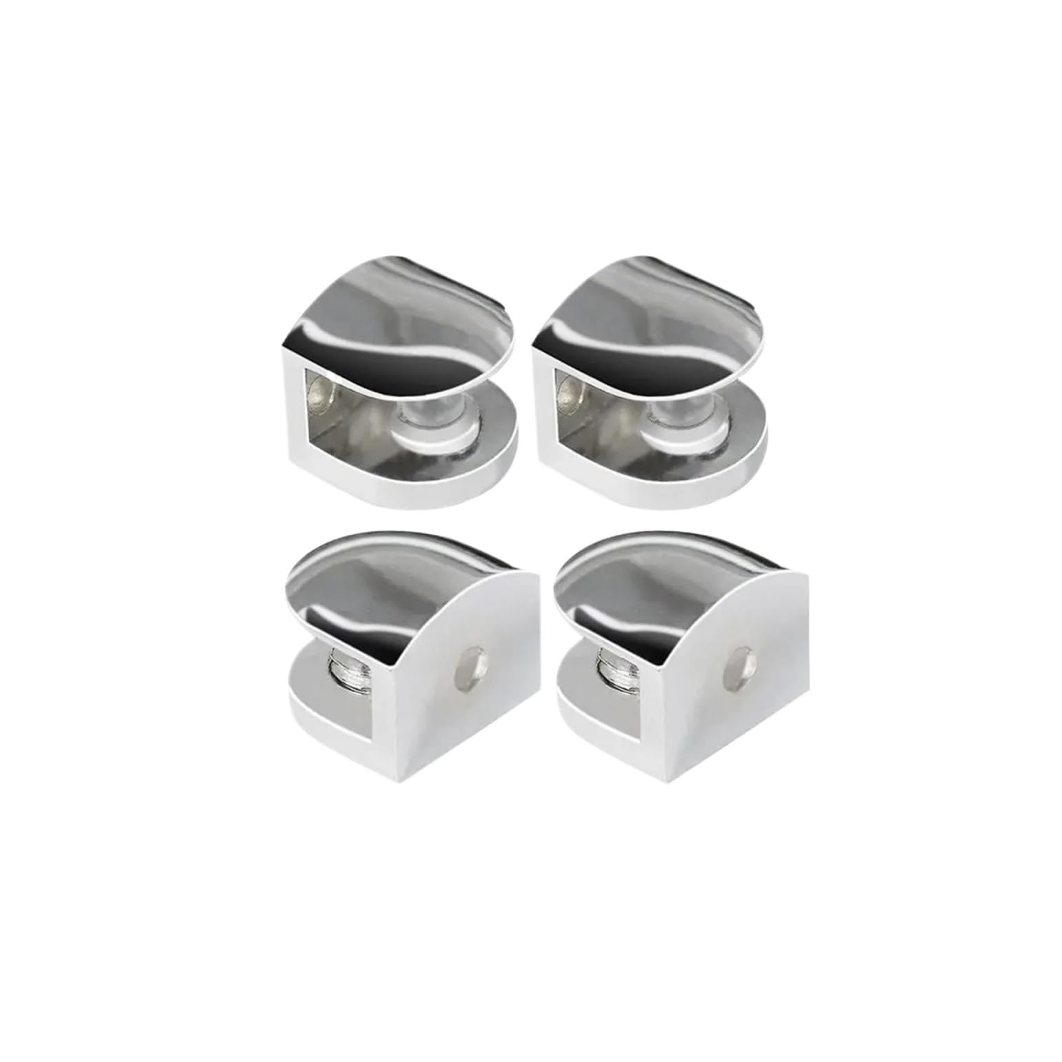 20Pcs Stainless Steel Glass Shelf Brackets Adjustable Wall Mount Clamps for 5-10mm Thick Shelves