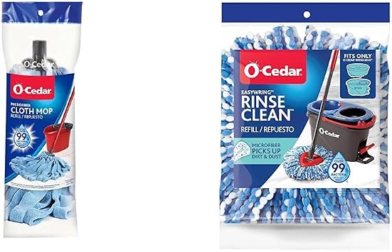 O-Cedar Microfiber Cloth Mop Refill and EasyWring RinseClean Spin Mop Microfiber Refill, 1-Pack