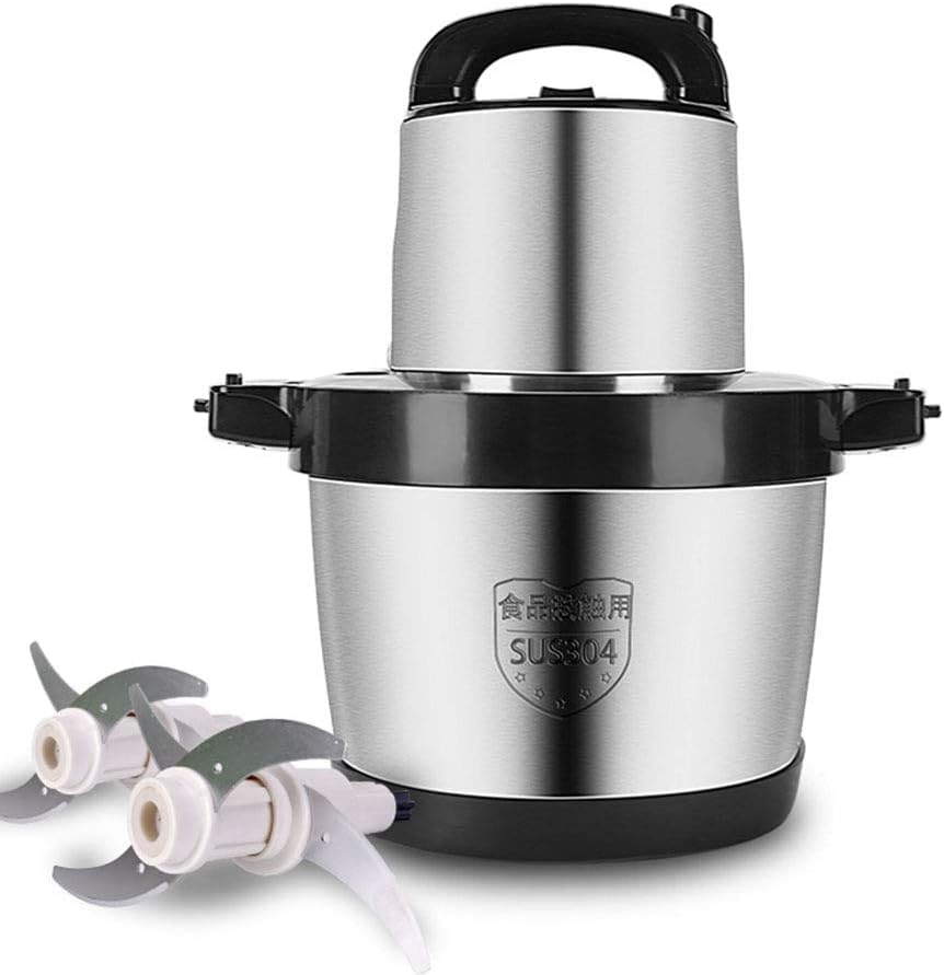Robot culinaire de grande capacité avec bol en acier inoxydable et plusieurs lames pour hacher et broyer efficacement