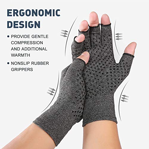 Luvas de compressão, Andoer Luvas de compressão para artrite Luvas antiderrapantes para cuidados de