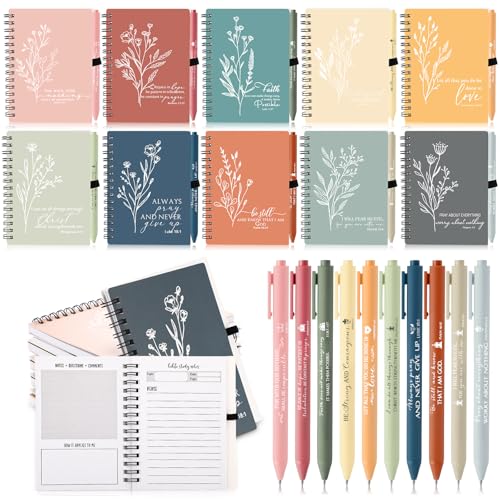 Journaux à spirale avec verset de la Bible et stylo Resurhang pour l'école du dimanche Lot de 20
