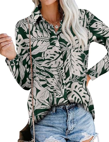 Image of Magritta Women's Shirts Fashion Casual Loose Fit Long Sleeve Button Down Lightweight Collared Blouse Tops