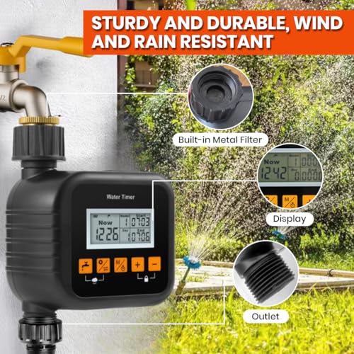 Image of HASTHIP Smart Water Hose Timer - Automatic Drip Irrigation System with LCD Digital Display for Outdoor Garden Watering System and Plant Watering Devices for Efficient Irrigation Control