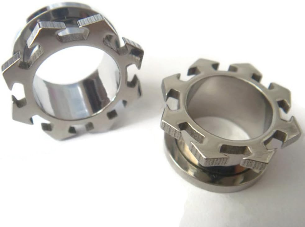 Pair 9/16" Big Gauge 14mm Lobe Screw Flesh Tunnels Ear Plugs Rings Earlets Tunnel Body Piercing