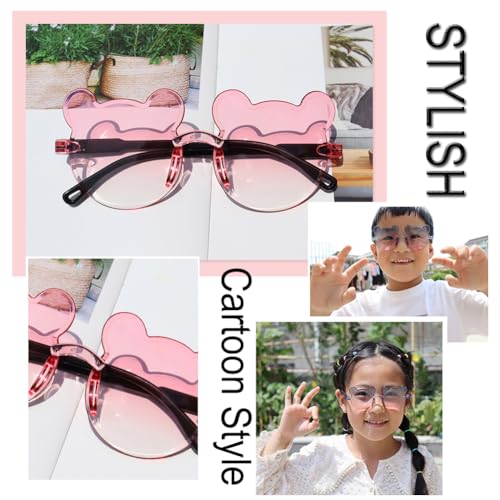 FBHLZ 3 Pairs Girls Sunglasses Pink cute Kids Sunglasses Multiple Shaped Beach Eyewear Outdoor Beach Holiday Age 3-10 Years3