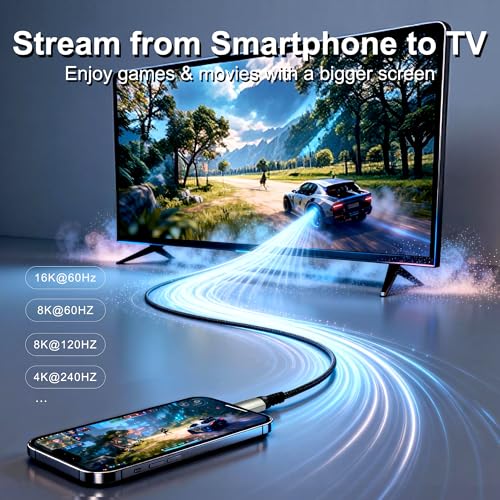 Cable USB-C a DisplayPort 2.1 de 80Gbps y 16K para MacBook Pro e iPhone 17 Pro 3