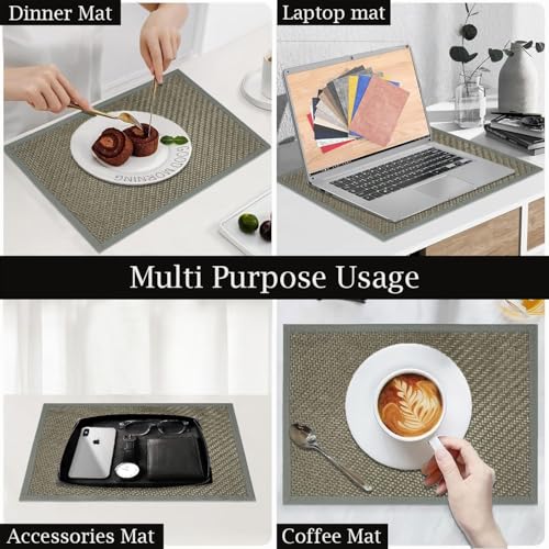 Image of Amazon Brand - Umi PVC Vinyl Basket Design Placemat STBT001 | Heat Resistant, Wipe Clean, Anti-Skid Table Mats for Dining Table, Kitchen & Home Decor (30x45 CM Grey Set of 6)
