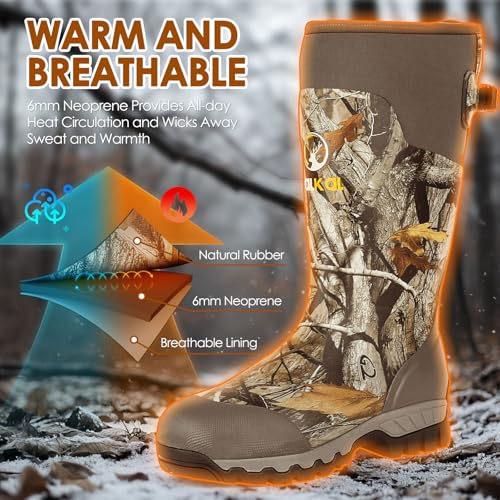 Kalkal Hunting Boots, Waterproof Anti-Slip Mens Rain Boots, Insulated Rubber Boots With 6Mm Neoprene thumb #2