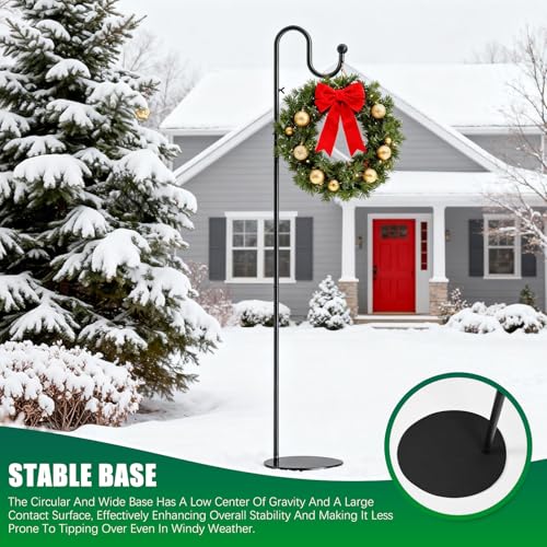 SIECCY 76" Shepherds Hook Stand for Indoor & Outdoor, Heavy Duty Adjustable Plant Hanger with Weighted Base, Bird Feeder Pole for Hanging Plants, Lanterns, Wind Chimes & Wreath by SIECCY - Image 6