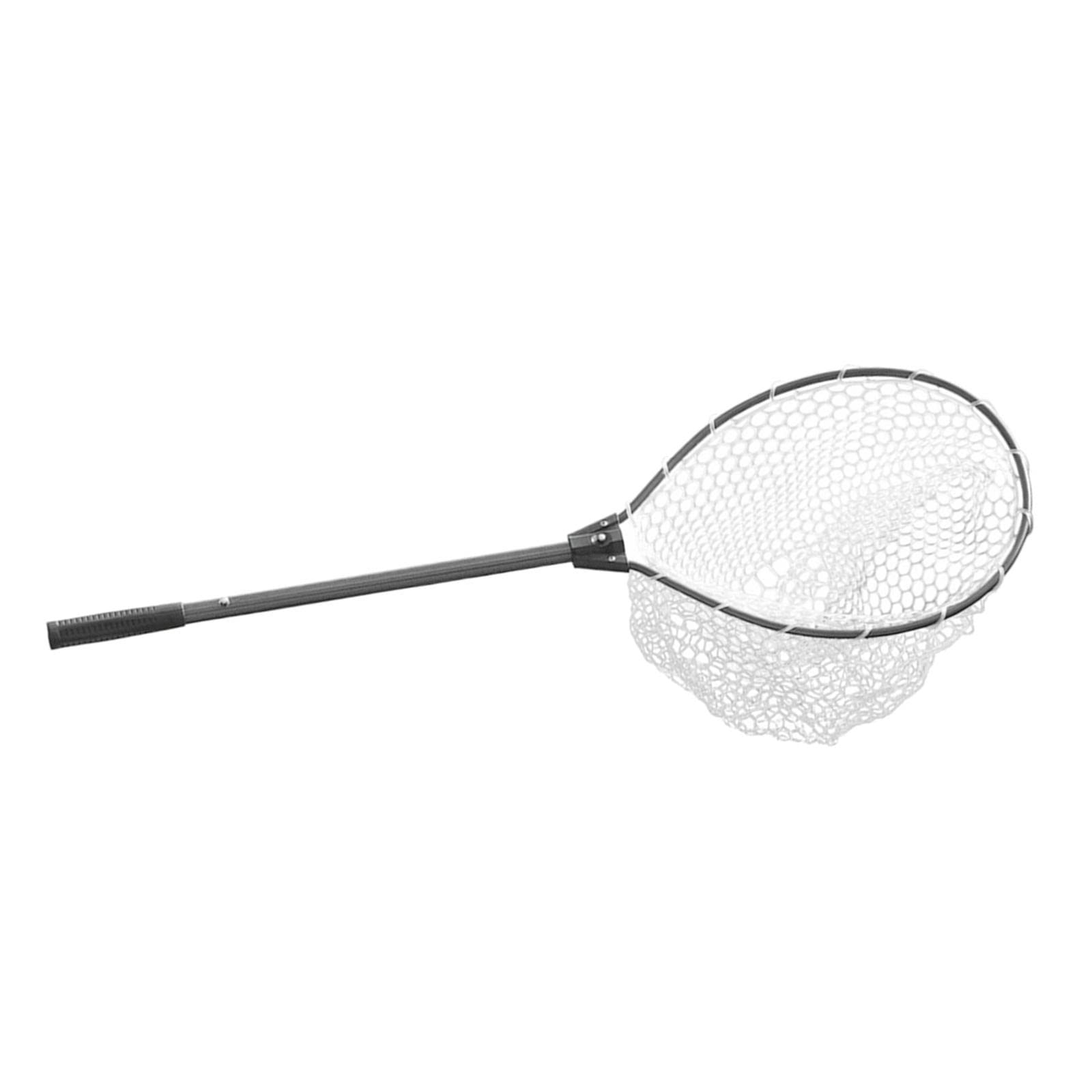 Fischkescher mit Ausziehbarem Griff Silikonnetz Leicht Klappbar Aluminium für Angeln Kinder Erwachsene Freizeitgewässer, Schwarz