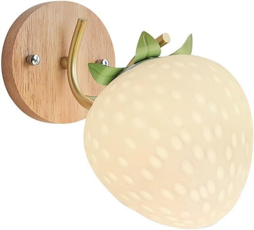 Applique murale moderne LED en lait blanc et design fraise mignonne pour escalier d'entrée