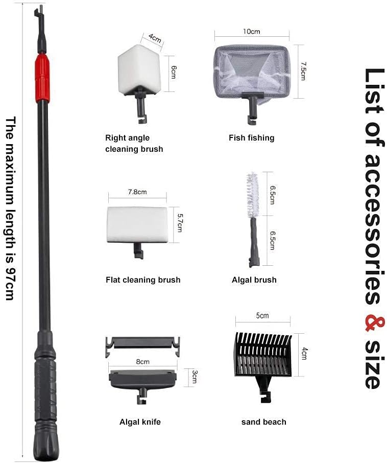 UPETTOOLS Aquarium Gravel Cleaner - Electric Automatic Removable Vacuum Bundle with 6 in 1 Aquarium Cleaning Tool