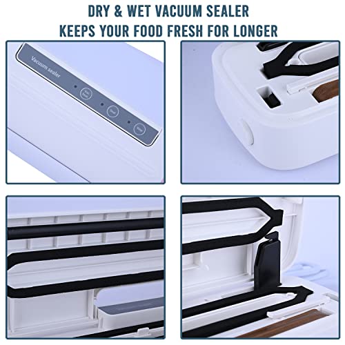 Image of Oriley QH-66-W Portable Vacuum Sealer Machine Air Sealing System Compact Design for Food Preservation with Buzzer Sound Bag cutter (White)