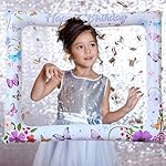 Watercolor Flying Butterfly Birthday Inflatable Selfie Photo Frame & Photobooth Props Set for Pictures Floral Butterfly Selfie Props Beautiful Butterflies Photo Frame for Birthday Baby Shower - Image 5
