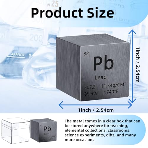 Image of Lead Cube, Cube Metal Density Cube Metal Element Cube Periodic Table of Elements Collection Education Science with Cube High Density Cube Metal Block Cube Science Density Cube 1 inch