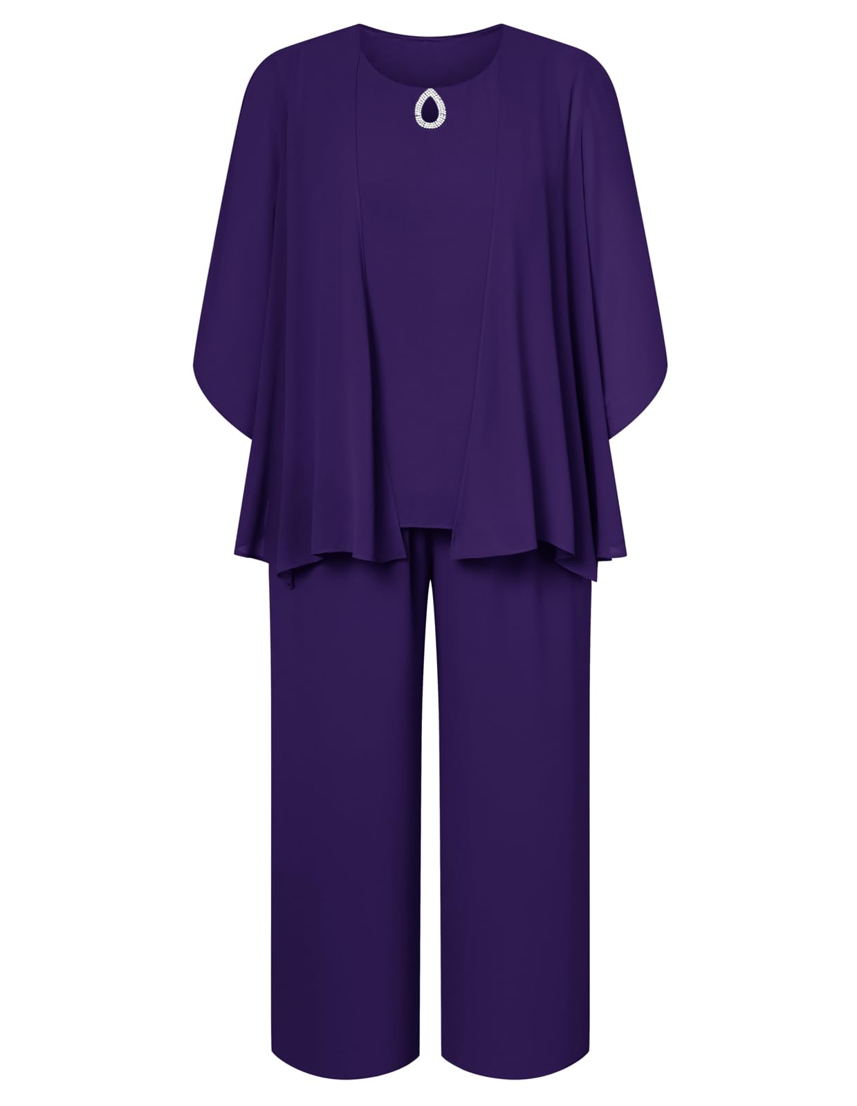 Hanna Nikole Plus Size Pants Suits 3pcs Mother of The Bride Suits for Wedding Guest