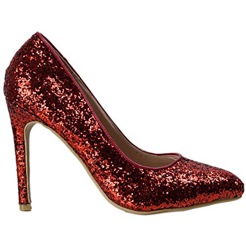  Toocool - Scarpe Donna Decolletes decoltè Tacchi Alti Punta Glitter Nuove AB53 [37,Rosso]