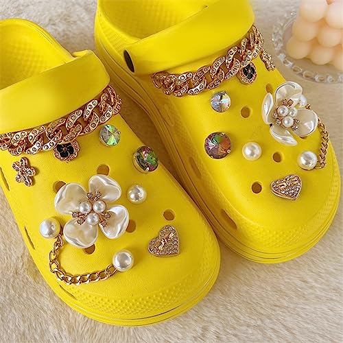 DKDDSSS 18 Pinzas Accesorios para Zapatos de Bricolaje, Adornos de Zapatos con Cadena, Accesorios Zapatos Diamantes cristal para Clog Sandalias, Diy Moda Decoración del Zapato, Regalo de Fiesta