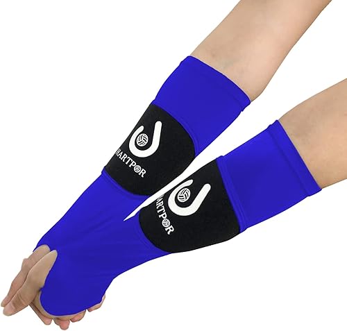 HARTPOR Mangas de brazo de voleibol que pasan las mangas del antebrazo con almohadilla de protección y agujero para el pulgar para jóvenes, protegen