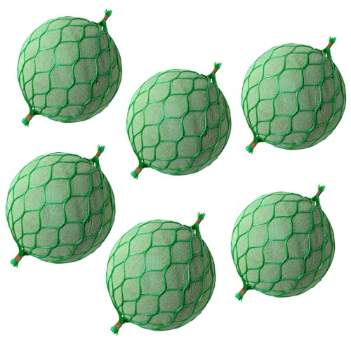 Image of OASIS Pack of 6 Floral Foam Spheres | Green Round Foam Spheres Balls for Fresh & Artificial Flowers | Wet & Dry Use | Ideal for Wedding, Party & Home Floral Arrangements - Netted (75mm)