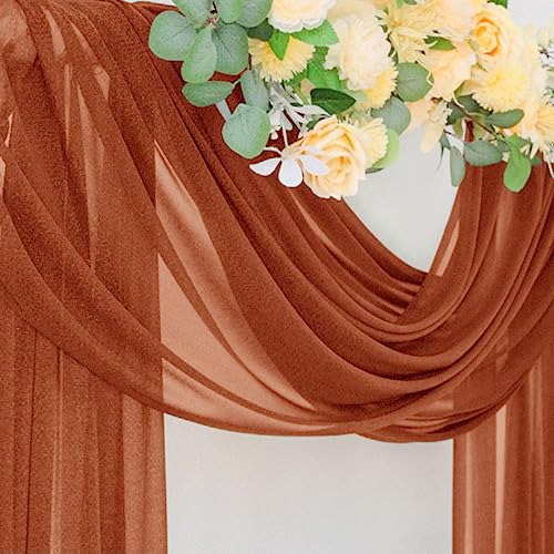 Image of Socomi Terracotta Sheer Wedding Decor Fall Draping Fabric 29 inch x 20Ft 1 Panel Arch Outdoor Curtain Drapes Extra Long for Bridal Baby Shower Birthday Party Decor
