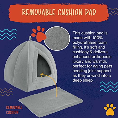 Cat House - Indoor Bed With Removable Foam Cushion - Pet Tent For Puppies, Rabbits, Guinea Pigs, Hedgehogs, And Other Small Animals By Petmaker (Gray) #TOP4