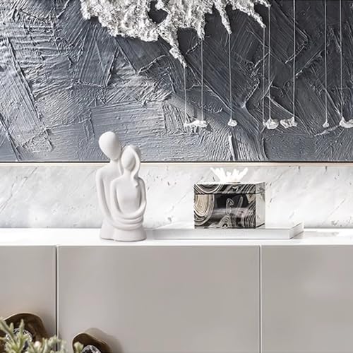 PIGPIGFLY-Statue-Couple-etreindre-Statues-Decoratives-Decoration-de-la-Maison-Statue-Abstraite-de-Figure-HumaineDecorations-de-Bureau-Sculpture-en-PolyresineBlanc