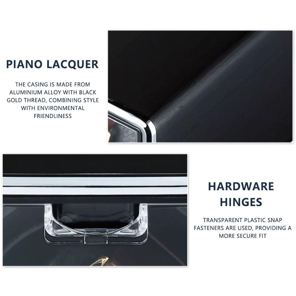 Relojero Automatico, Caja Relojes Automaticos Ultrasilencioso Black | Motor Japonés de 5 cm Antimagnético con 4 Velocidades Ajustables Forro de Cuero Y Carcasa de Aleación de Aluminio