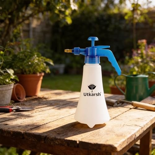 Image of Utkarsh Pressure Spray Bottle for Plants (1 Liter) - White | Efficient Water Spray Bottle with Adjustable Nozzle, Ideal Garden Sprayer for Indoor and Outdoor Plant Care, Pack of 1