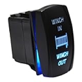 Wsays 7Pin Winch in Out Momentary Rocker Toggle Switch Blue Backlit 20A 12V Compatible with ATV UTV Truck Ranger RZR Commander Maverick