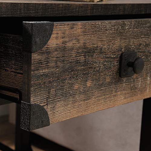 Sauder Steel River Side Table, L: 22.44" X W: 21.65" X H: 23.11", Carbon Oak Finish #TOP5