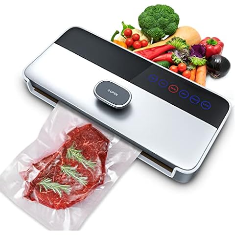Vakuumiergerät Automatischer, Vakuumierer -80kPa, 5 in 1 Folienschweißgerät mit Vakuumrollen, Sous Vide mit Externem Vakuum Cover