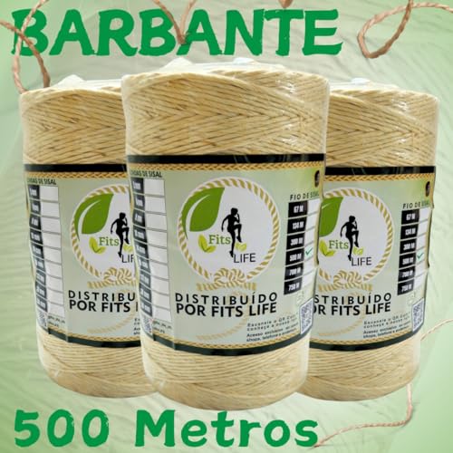 KIT C/3 Un. Barbante Sisal 2mm Rolo 500 Metros Artesanato Decoração Amarração Tapete