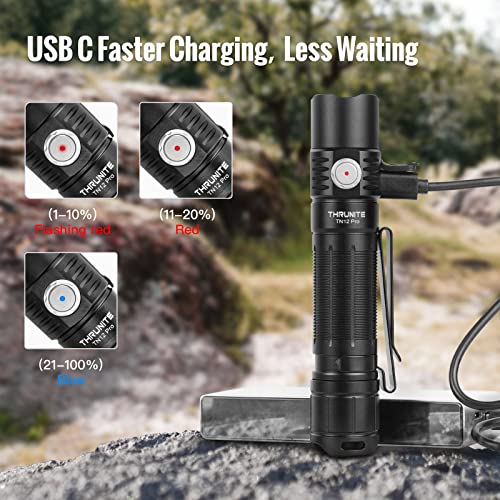 Thrunite Tn12 Pro Rechargeable Flashlight, High 1900 Lumens Bright Flashlight With Dual Switch, Long 415 Yards Throw, For Outdoor Rescue, Searching, Hiking And Emergency - Cool White #TOP5