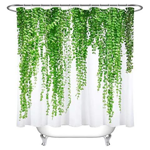 JHTRSJYTJ Exotic plant green ivy background Shower curtain is suitable for bathroom,polyester waterproof,12hooks,180X200cm,home decoration Cover