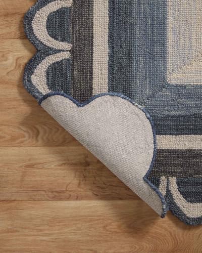 Image of Modern Irregular Shape Pattern Wool Carpet with Loop Texture Yarn Anti Shedding Carpet Size 8x10 Feet B2 Grey Multi Color